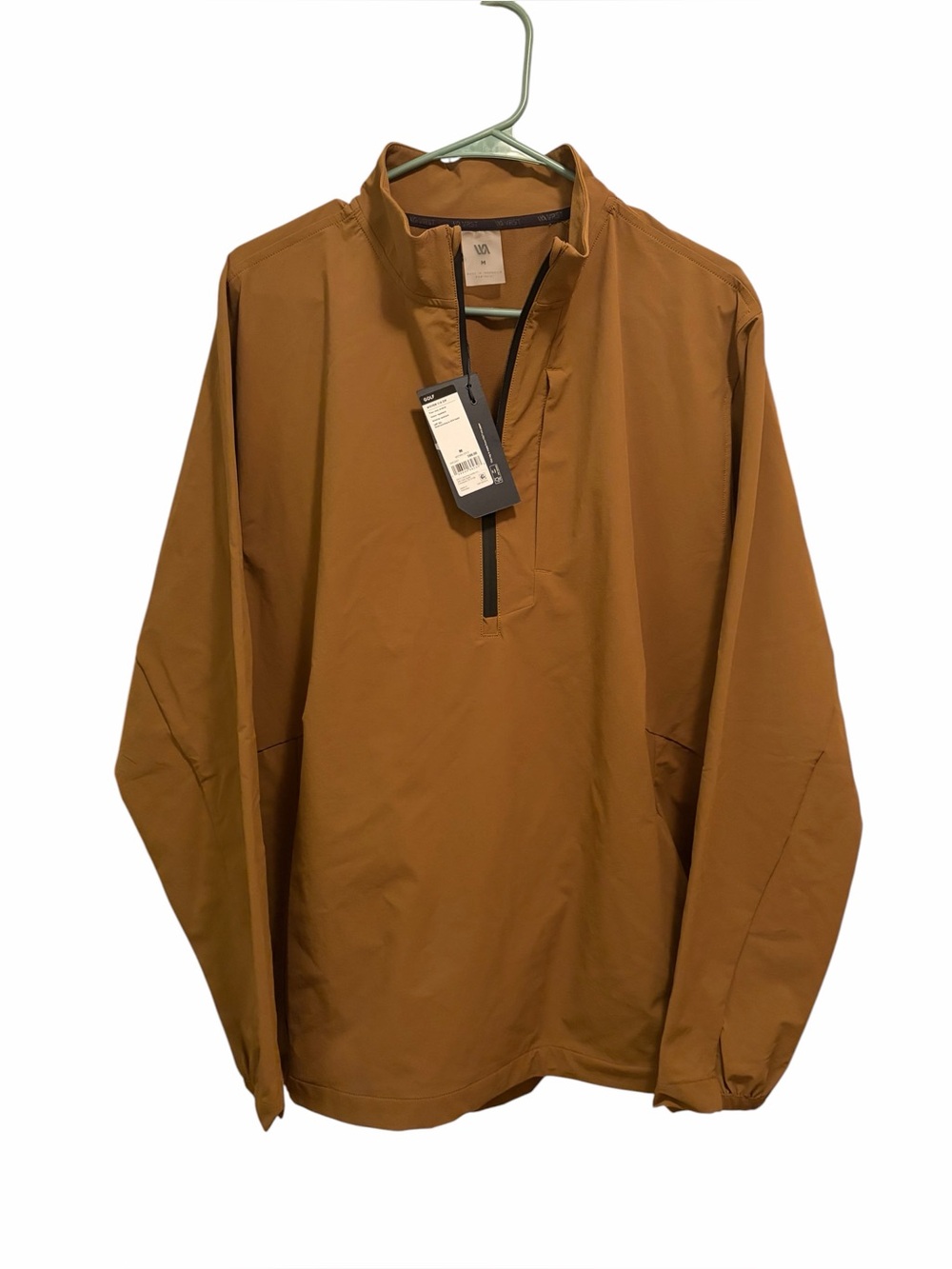 VRST Men's Lightweight Half-Zip Pullover Jacket - Brown. Size Medium. NWT